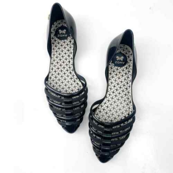 Zaxy Shoes Zaxy Black Dorsay Pointed Toe Jelly Flat Sandals Poshmark